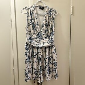 White and Blue Floral Women's Romper/Jumpsuit